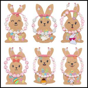 Cute Bunny Charm Bracelet Set Modern Easter Gift Jewelry Adjustable Beaded